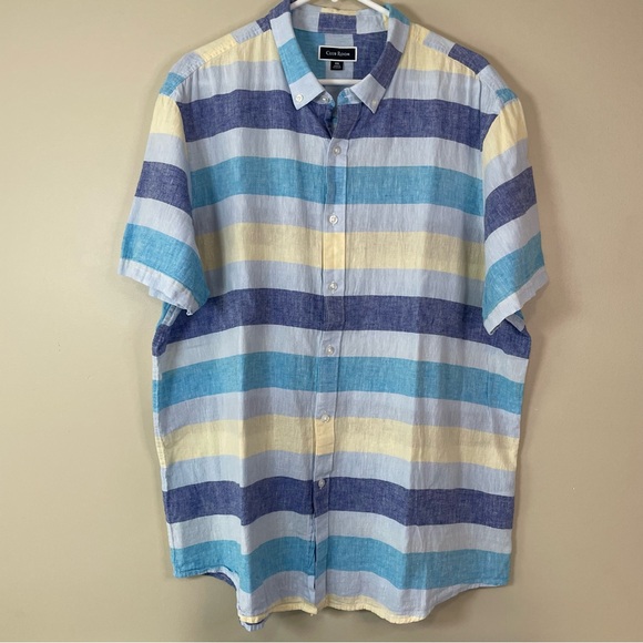 Mens Linen Blend BUNDLE 38x7 Shorts XXL Button Downs Plaid Coastal Summer Preppy - Picture 7 of 14